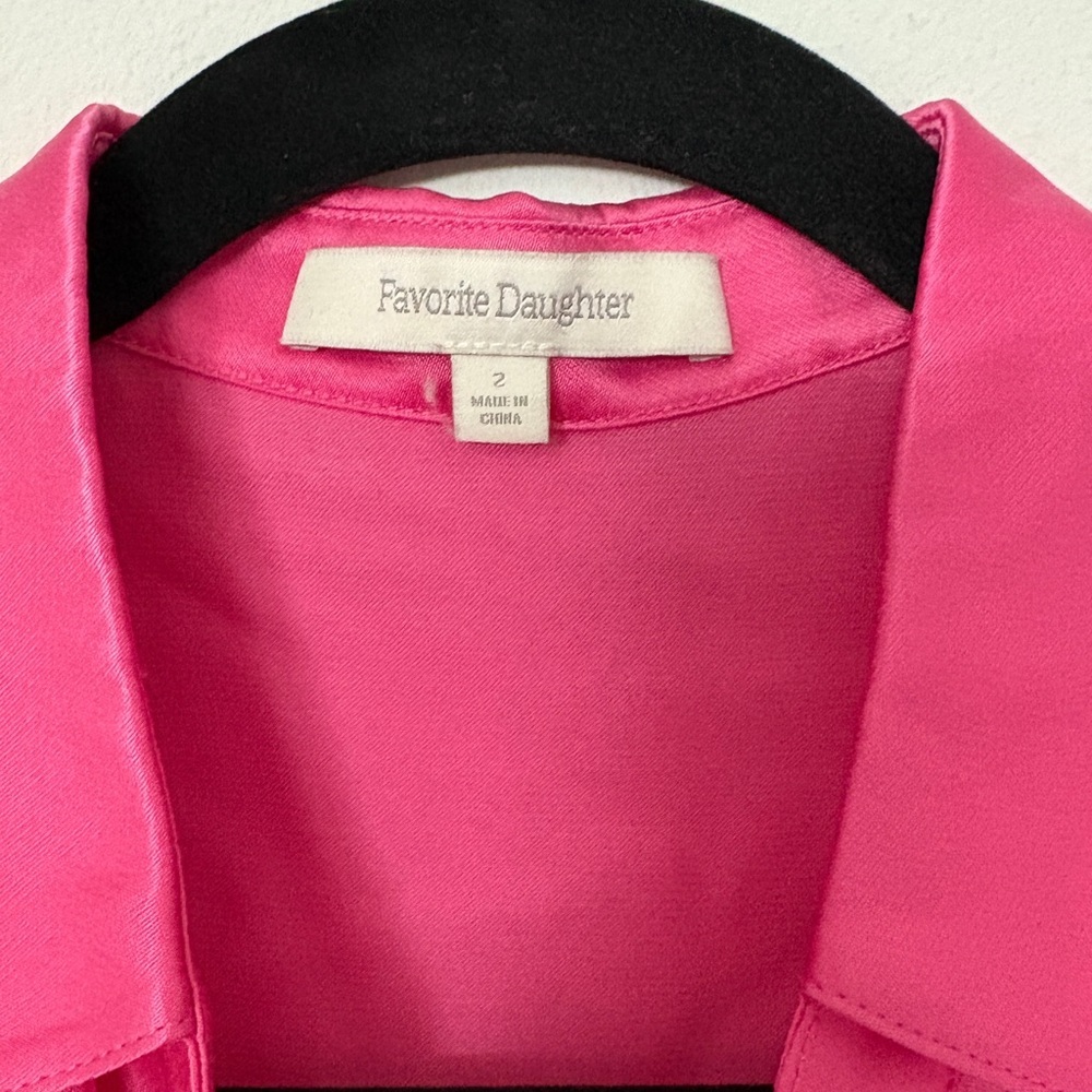 Favorite Daughter the Dinner Party Mini Shirt Dress Flamingo Pink Long Sleeve - Picture 6 of 9